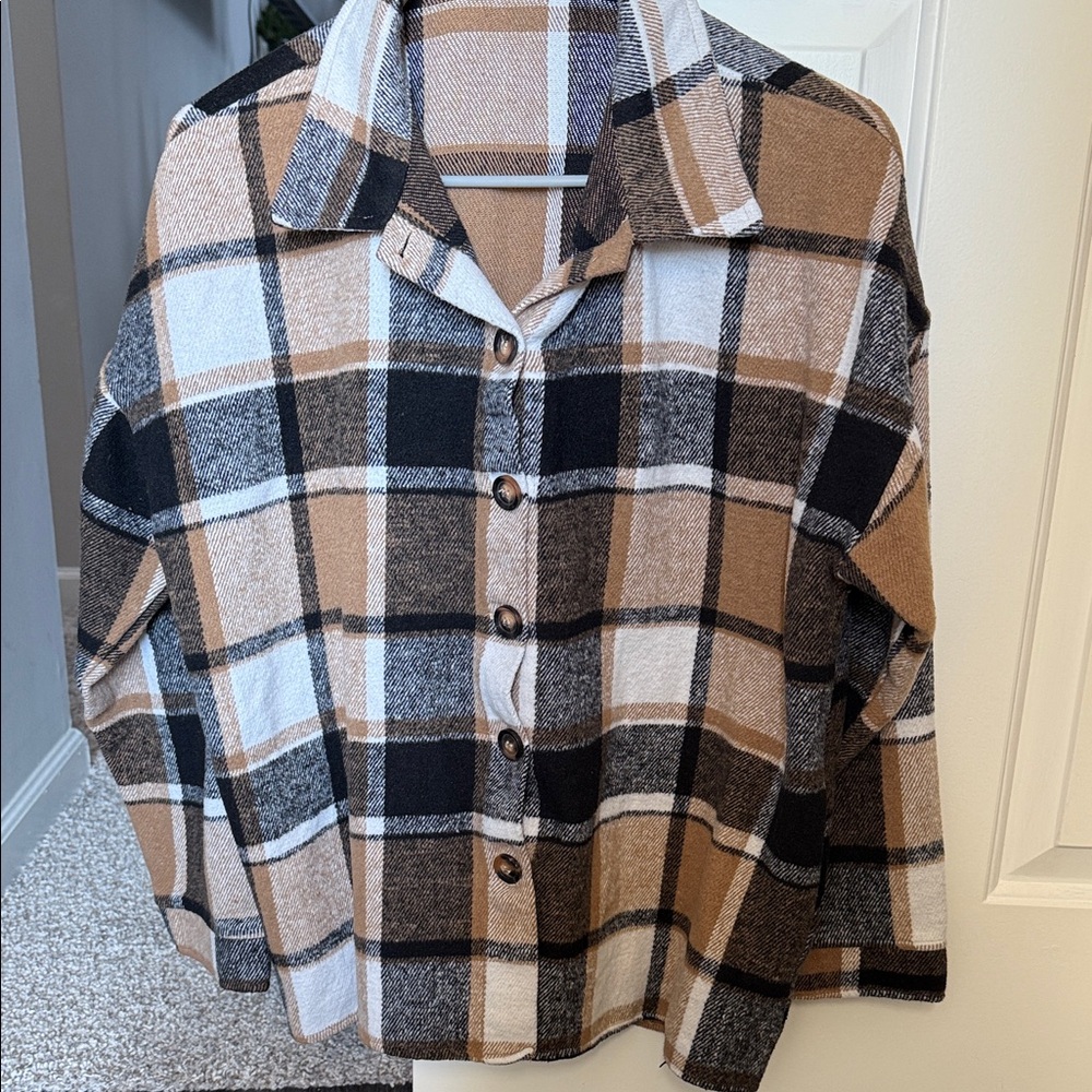 Plaid Button-Up Shacket